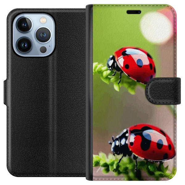 Apple iPhone 13 Pro Lompakkokotelo Leppäkerttu Hyönteinen Onni Symboli Luontoaihe Suosittu Graafinen Motiivi Koristelu Kesäkiertue