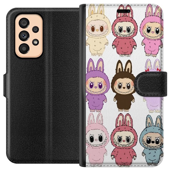 Samsung Galaxy A53 5G Plånboksfodral Labubu Pink Monster – Popkonst med Kawaii-touch