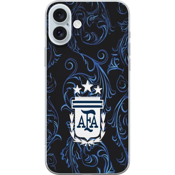 Kompatibelt Mobildeksel til Apple iPhone 16 Plus Argentinas AFA-emblem på mørkeblå ornamentbakgrunn blå