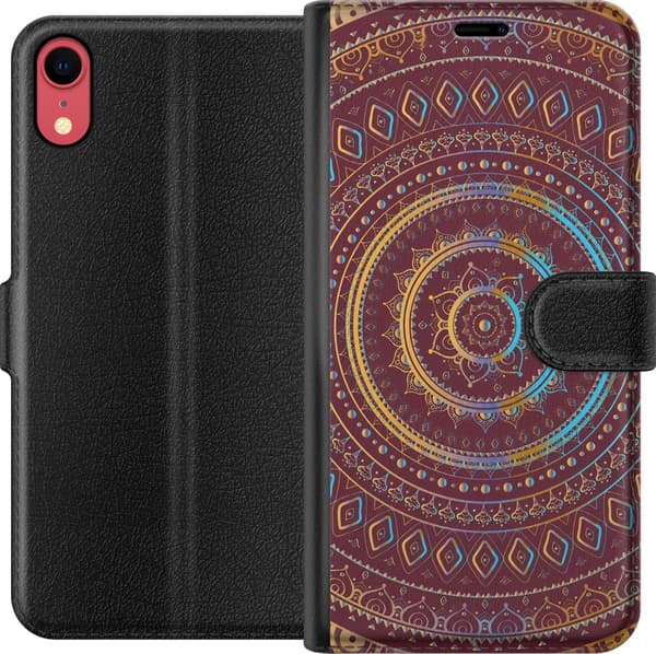 Kompatibelt Lommeboketui til Apple iPhone XR Vinrød mandala rød