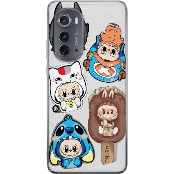 Motorola Edge (2022) Läpinäkyvä kuori Labubu hahmokokoelma - Pop Mart Labubu The Monsters väriluulisessa muotoilussa