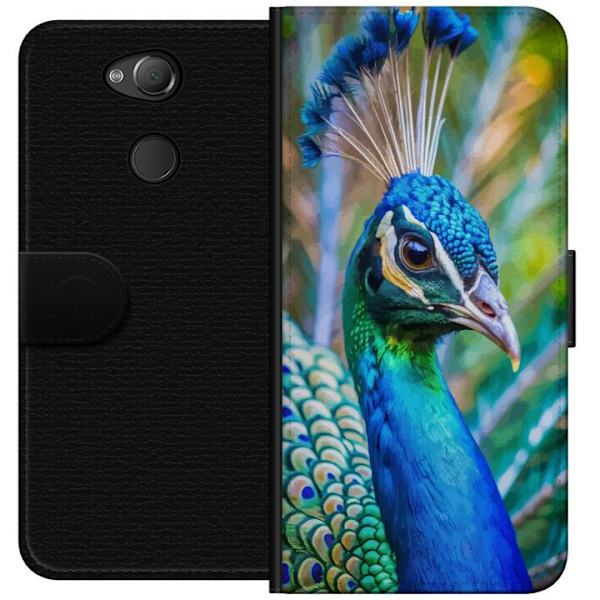 Sony Xperia XA2 Tegnebogsetui Påfugle Fjer Farverig Design Fuglemotiv Eksotisk Grafisk Motiv Natur Luksuriøs Dekoration