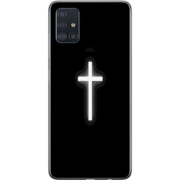 Kompatibel Mobilcover til Samsung Galaxy A51 Lysande vitt kors sort