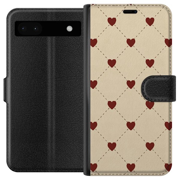 Google Pixel 6a Plånboksfodral Heart Grid