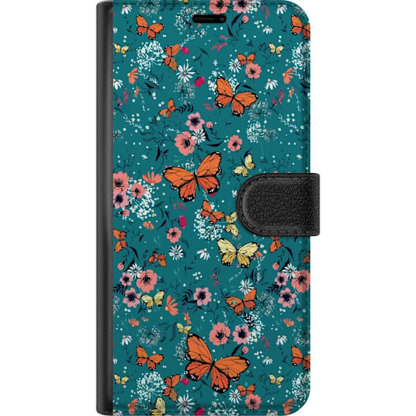 OnePlus 6 Plånboksfodral Fjärillar och blommor