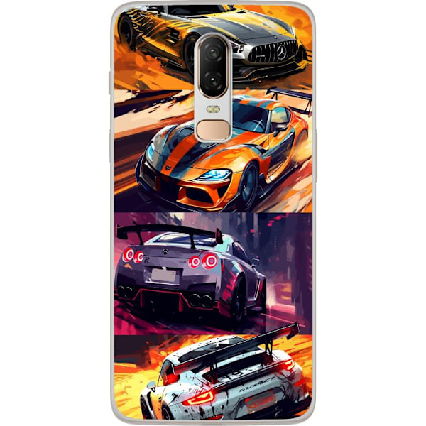 OnePlus 6 Läpinäkyvä kuori Ralli kuume - vauhdikas teema ralliautoilla