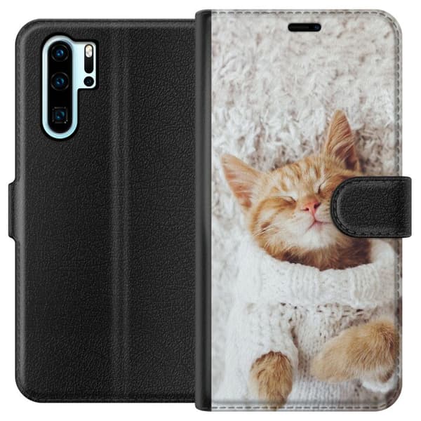 Kompatibelt Lommeboketui til Huawei P30 Pro Katt