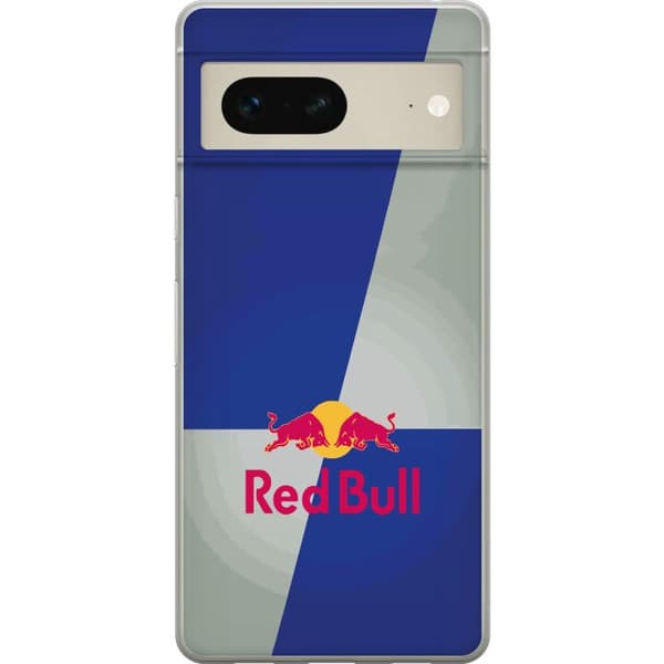 Kompatibelt Mobildeksel til Google Pixel 7 Minimalistisk Red Bull-logo med blå og grå bakgrunn blå