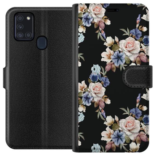 Kompatibelt Plånboksfodral till Samsung Galaxy A21s Blommor