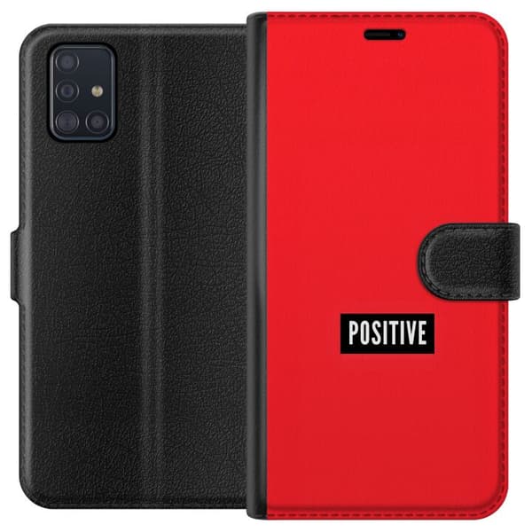 Kompatibelt Plånboksfodral till Samsung Galaxy A51 Positive text röd