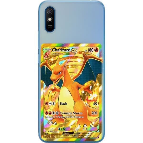 Kompatibelt Mobildeksel til Xiaomi Redmi 9A GyllenCharizard EX samlerkort med regnbueeffekter gull