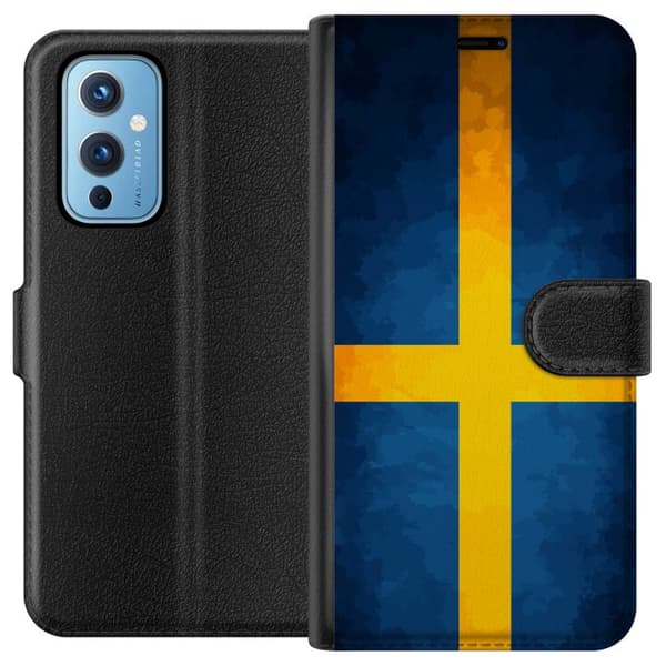 Kompatibelt Plånboksfodral till OnePlus 9 Svenska flaggan blå