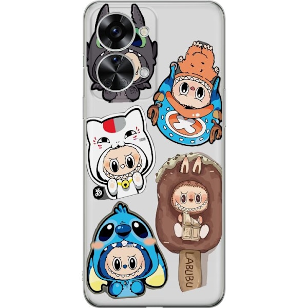 OnePlus Nord 2T Gjennomsiktig deksel Labubu figure samling - Pop Mart Labubu The Monsters i fargerik design