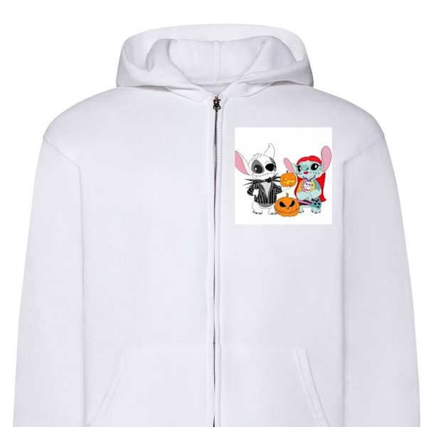 Zip-Hoodie | Hættetrøje med Lynlås til Voksne Stitch Addams hvid L