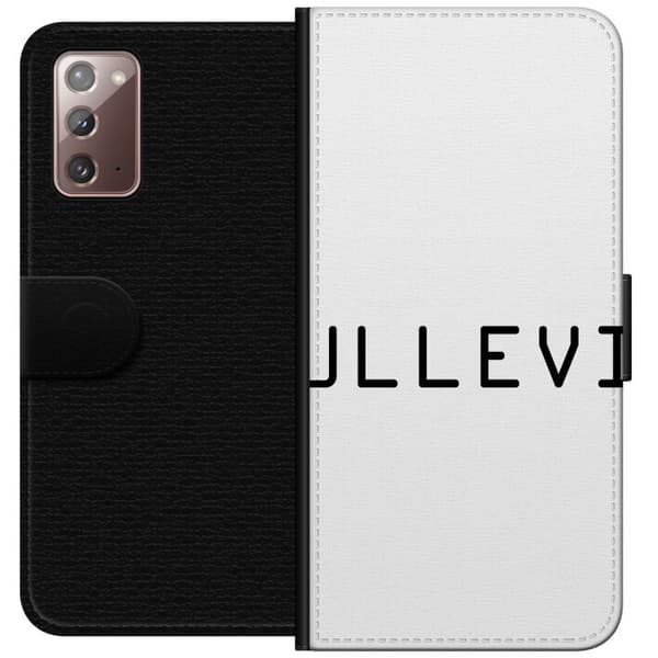 Kompatibel Tegnebogsetui til Samsung Galaxy Note20 Ullevi minimalistisk hvid typografi på sort baggrund sort