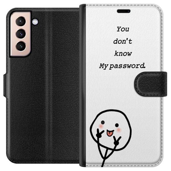 Samsung Galaxy S21 Plånboksfodral You Don’t Know My Password – edgy textmotiv med attityd