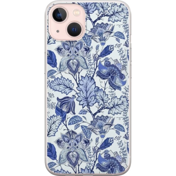 Apple iPhone 13 mini Genomskinligt Skal Blommor Blå...