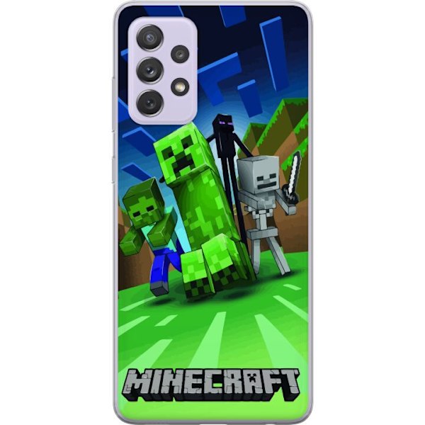 Samsung Galaxy A52s 5G Genomskinligt Skal Minecraft Creeper mobilskal i klassisk grön pixelstil