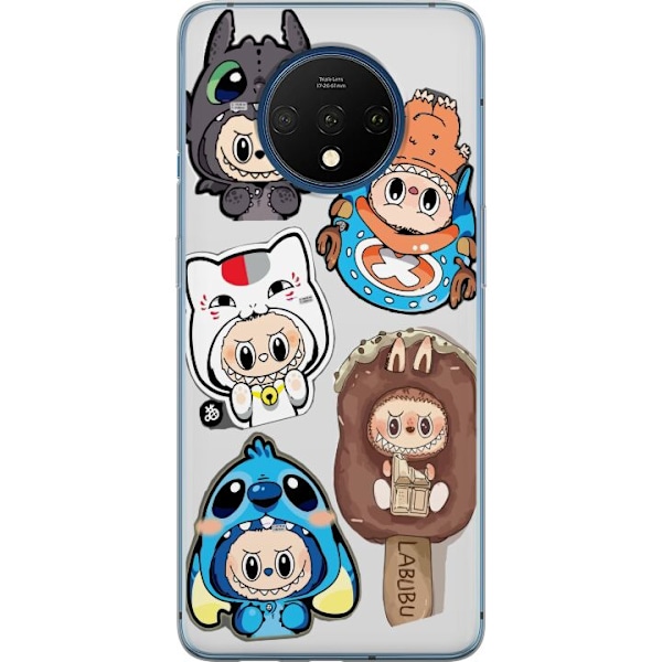 OnePlus 7T Läpinäkyvä kuori Labubu hahmokokoelma - Pop Mart Labubu The Monsters väriluulisessa muotoilussa