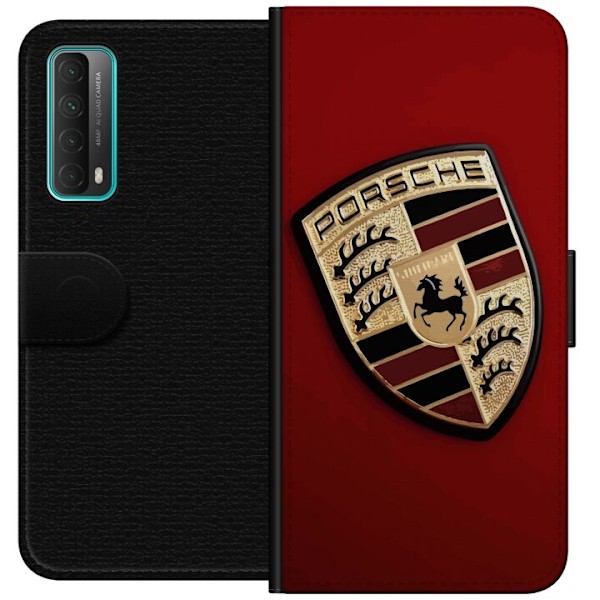 Huawei P smart 2021 Tegnebogsetui Mobil etui med stilfuld Porce-logo i sort og hvid