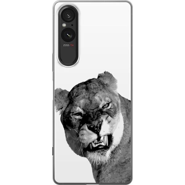 Sony Xperia 5 V Läpinäkyvä kuori Leijona Taiteellinen Eläinaihe Afrikkalainen Tyyli Viidakon Tunnelma Graafinen Suunnittelu Kotikoristeet Eläinte