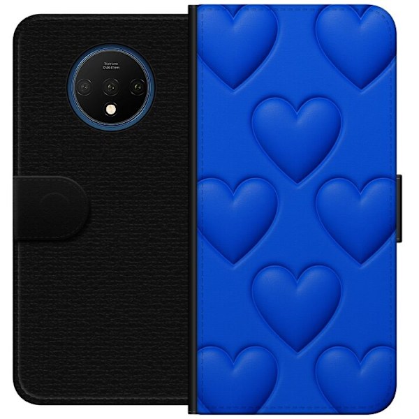 OnePlus 7T Lompakkokotelo Siniset Sydämet