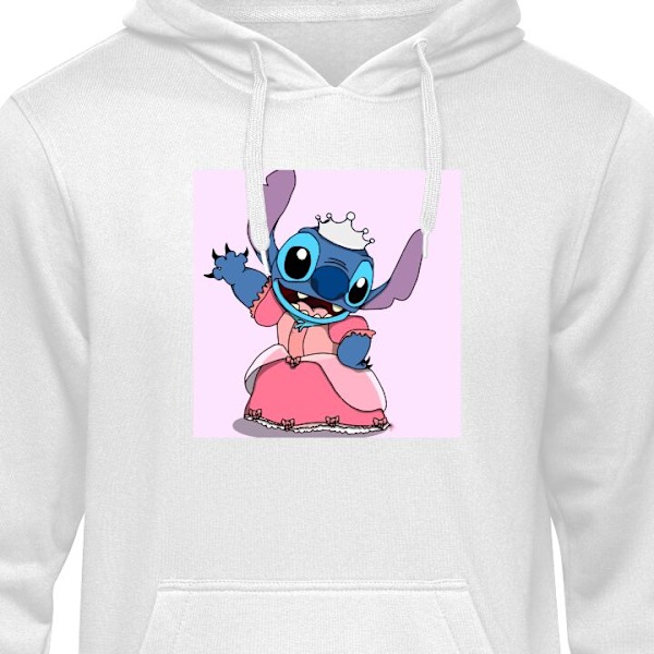 Børne-Hoodie | Blød Hættetrøje til Børn Stitch Dronning hvid 9-11 År