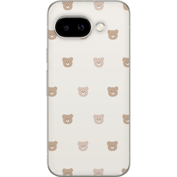 Google Pixel 9a Läpinäkyvä kuori Teddy-tausta - söpöt teddykarhut pehmeällä taustalla