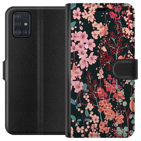 Samsung Galaxy A51 Tegnebogsetui Blomster