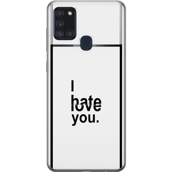 Kompatibelt Mobildeksel til Samsung Galaxy A21s I Hate Love You hvit
