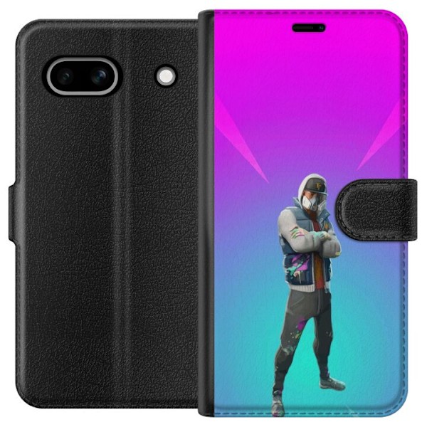Google Pixel 7a Tegnebogsetui sort ridder fortnite