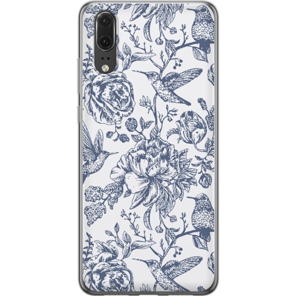 Huawei P20 Läpinäkyvä kuori Kukat & Linnut - Romanttinen Vintage-tyylinen Kuviointi