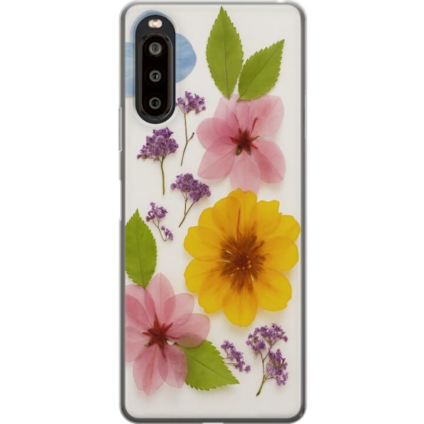 Sony Xperia 10 II Gennemsigtig cover Pressede blomster