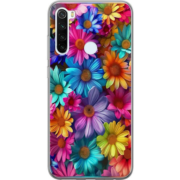 Xiaomi Redmi Note 8 Läpinäkyvä kuori Gerbera Kukat Värikäs Koriste Kukka Motiivi Suosittu Kotisisustus Väririkas Seinätaide Suunnittelu