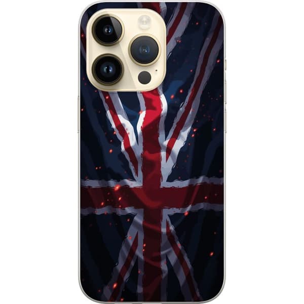 Kompatibelt Mobildeksel til Apple iPhone 14 Pro Kunstnerisk britisk flagg med mørk grungeeffekt flerfarget