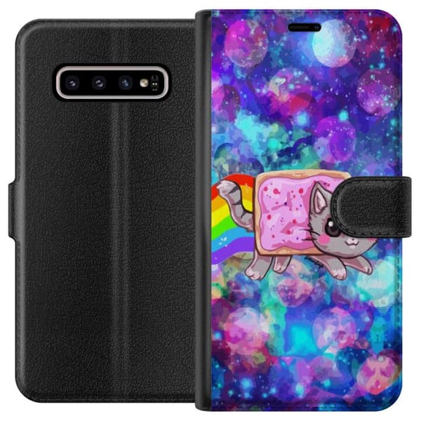 Kompatibelt Lommeboketui til Samsung Galaxy S10+ Flygende katt