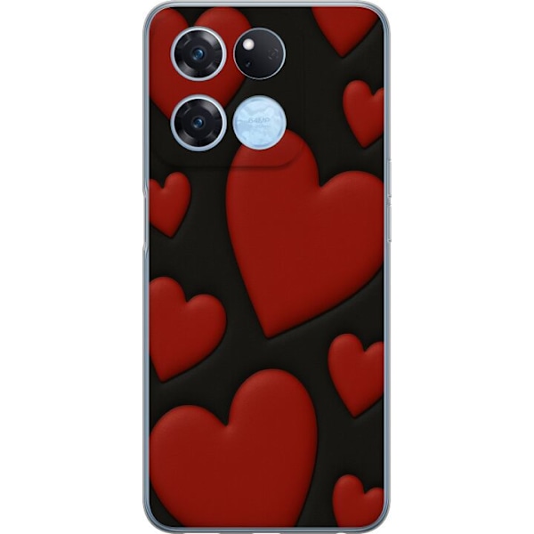 OnePlus Ace Racing Gennemsigtig cover Rød Fløjlshjerter