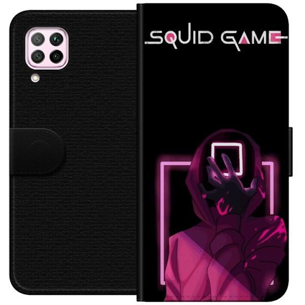 Huawei P40 lite Lompakkokotelo Squid Game Teema Suosittu Sarja Motiivi Graafinen Ikoninen Suunnittelu Aasialainen Popkulttuuri Jännitys Draama