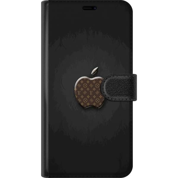 Kompatibelt Lommeboketui til Apple iPhone 12 mini Mørkt minimalistisk design med eplesymbol og luksuriøst monogrammønster