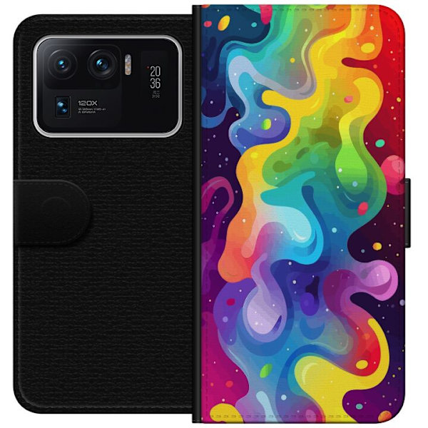 Xiaomi Mi 11 Ultra Tegnebogsetui Farvesplask Abstrakt Kunst Design Farverigt Mønster Moderne Populær Vægkunst Grafisk Trend