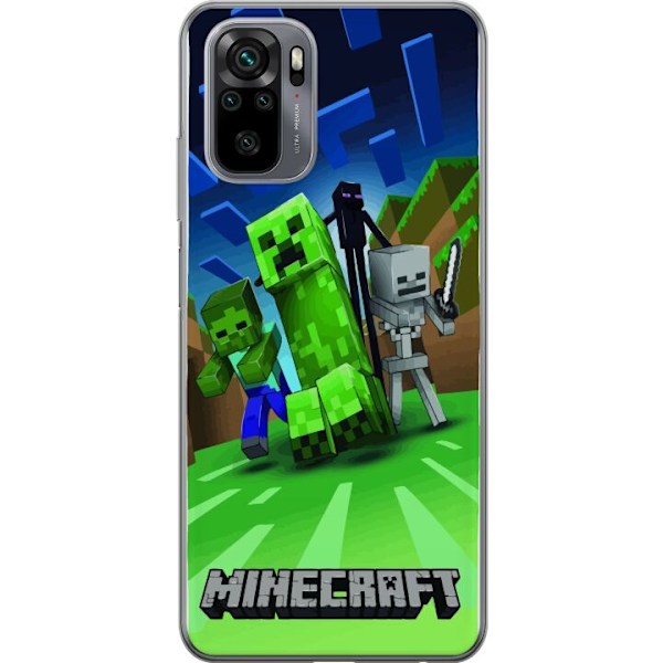 Xiaomi Redmi Note 10S Läpinäkyvä kuori Minecraft Creeper mobilskal i klassisk grön pixelstil