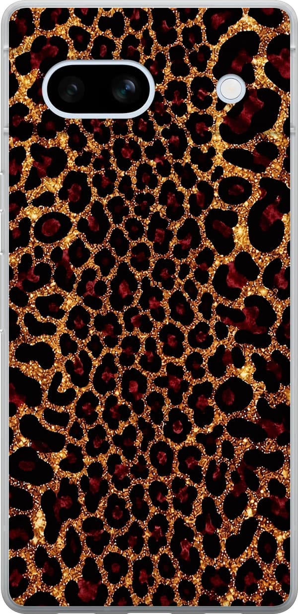 Kompatibel Mobilcover til Google Pixel 7a Guldfarvet glitterleopard guld