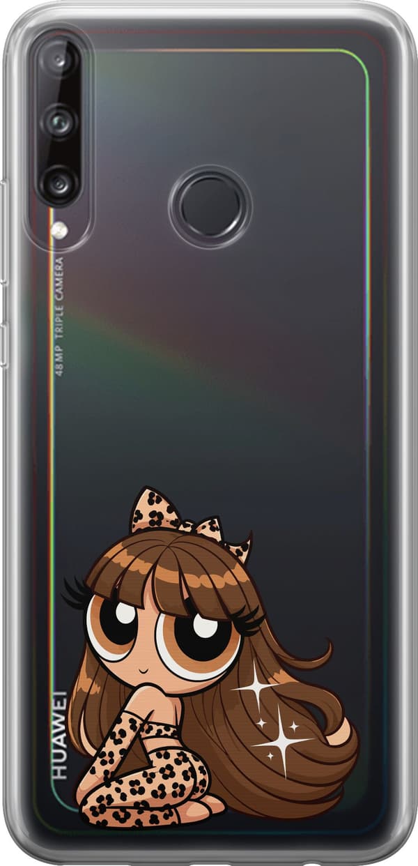 Kompatibelt Mobilskal till Huawei P40 lite E Leopardfigur - Brunt motiv med brunhårig figur med leopardmönster. brun