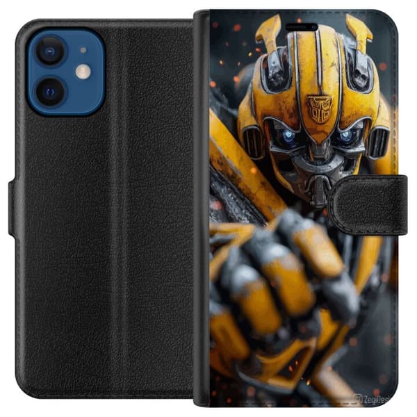 Kompatibelt Plånboksfodral till Apple iPhone 12 mini Bumblebee robot Transformers gul mecha action sci fi warrior detailed cyberpunk hero machine arm
