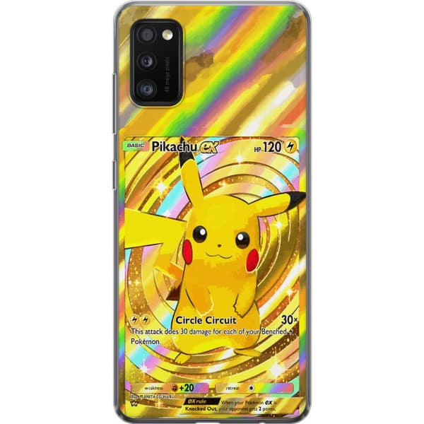 Kompatibelt Mobildeksel til Samsung Galaxy A41 Gullig Pikachu EX samlebilde med regnbueeffekter gull