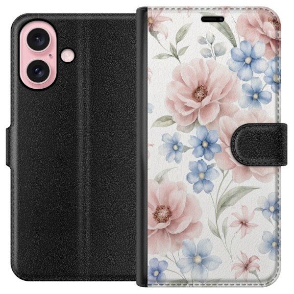 Apple iPhone 16 Plånboksfodral Romantiska blommor