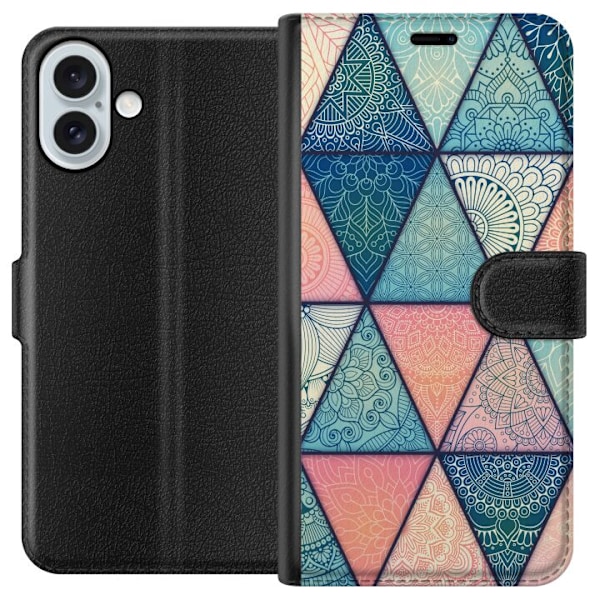 Apple iPhone 16 Plus Lompakkokotelo Mandala Kolmiot