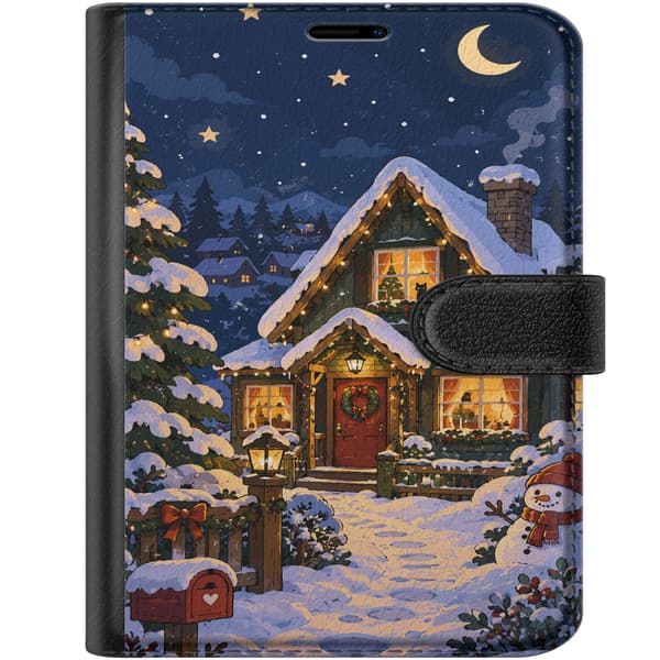 Kompatibelt Lommeboketui til Apple iPhone Duo Snöstuga i månsken blå