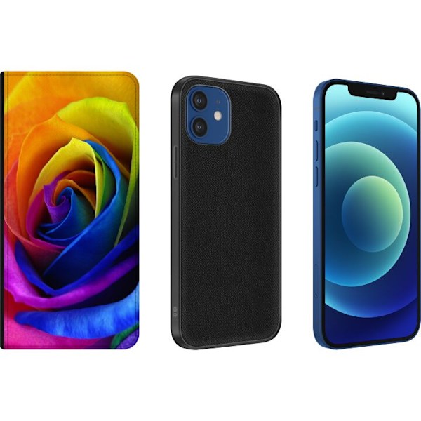 Apple iPhone 12  Tegnebogsetui Regnbue Rose