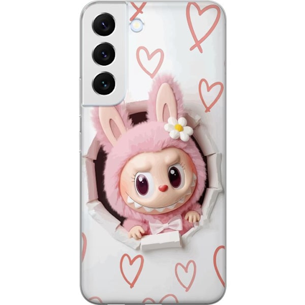 Samsung Galaxy S22+ 5G Läpinäkyvä kuori Labubu Sydän Taustakuva Pop Mart Rakkausteema Hahmodesign Suosittu Motiivi Keräilytaideteossarja